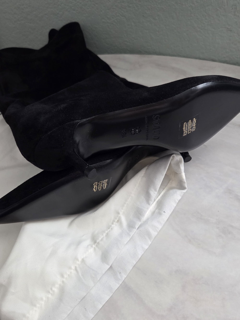 STAUD Black Suede Pointed-Toe Kitten Heel Boots - Picture 5 of 10